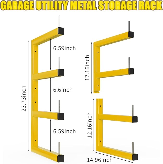 4-Pack Lumber Storage Rack, Wood Storage Racks Wall Mount, Heavy Duty Garage