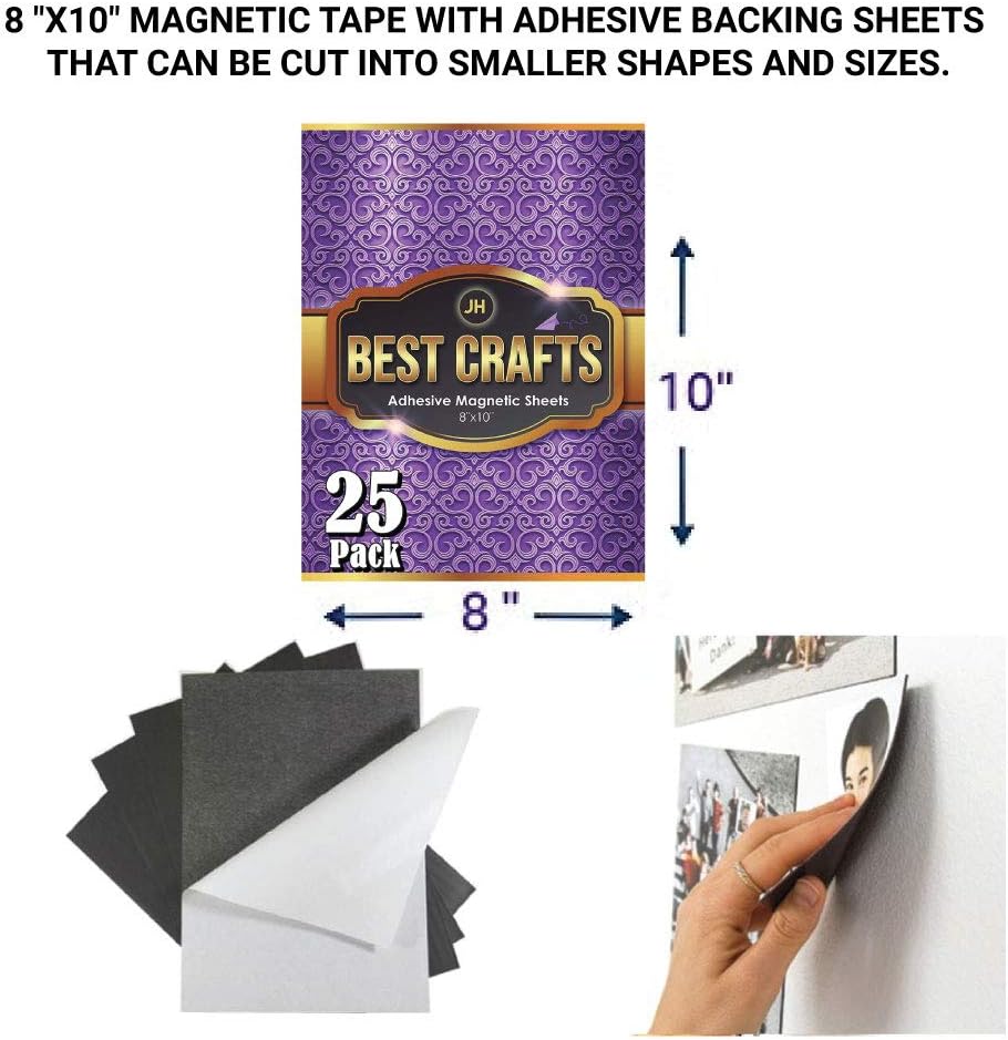 Adhesive Magnetic Sheets | Flexible Magnet with Adhesive Backing | 8 x 10 Inc...