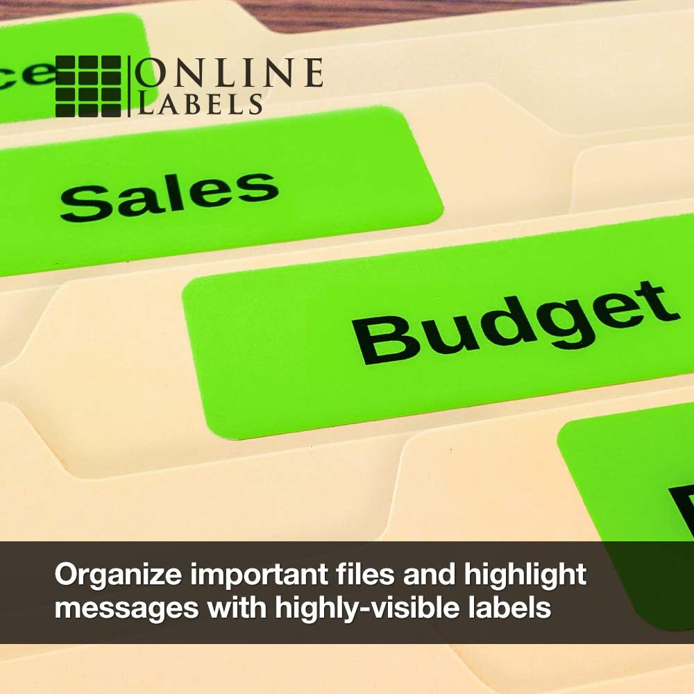 OnlineLabels 2.625" x 1" 30-Up Labels - Fluorescent Green - 100 Sheets