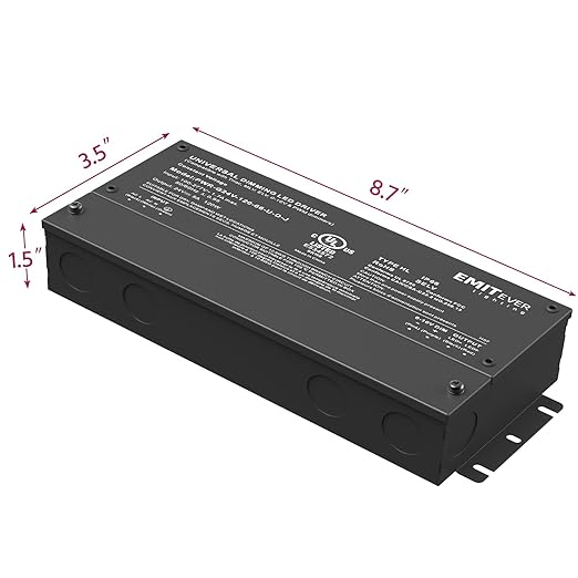EMITEVER 120W Dimmable LED Driver, 24V Triac Dimmable Power Supply, AC to DC