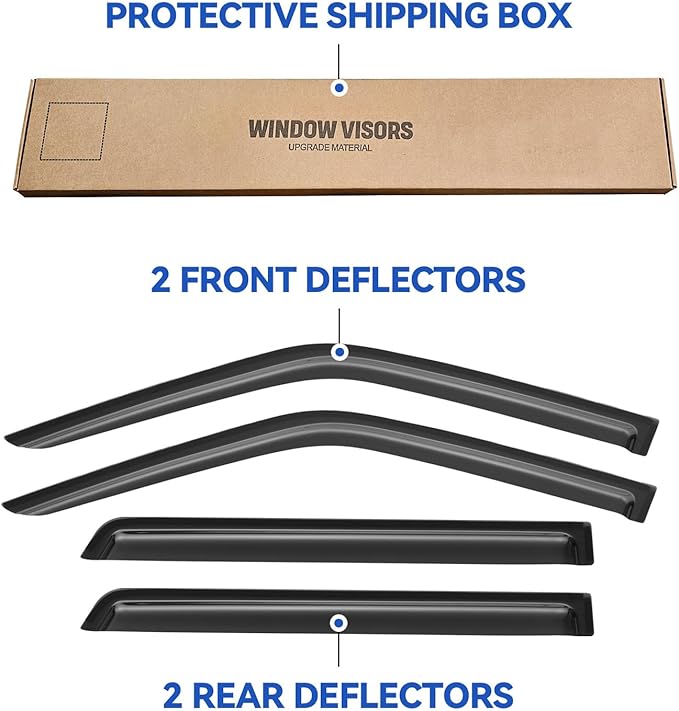 Window Visors Rain Guards for 1996-2004 Nissan Pathfinder, Out-Channel Window
