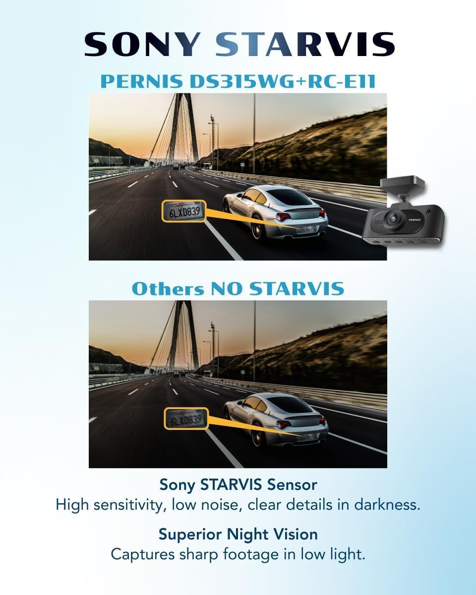 4K Dash Cam Front and Rear, STARVIS Sensor & HDR, Free Card Included
