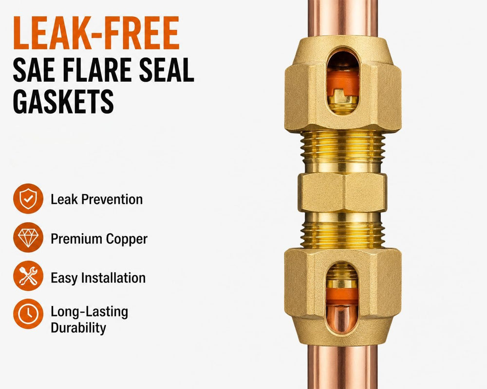 HVAC Leak-Free SAE Flare Gaskets, Flare Fitting Seal for Mini Split Kit