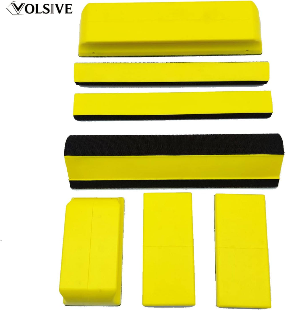 VOLSIVE 7pcs Hand Sanding Block Set, Rectangle Handheld Sanding Pad, Hook and...