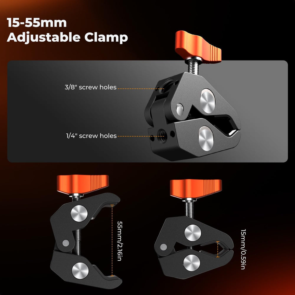 K&F CONCEPT 9.8" Magic Arm Clamp Kit with 1/4" & 3/8" ...