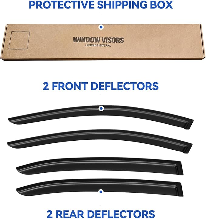 Window Visors Rain Guards for 2014-2018 Mazda 3 Sedan, Out-Channel Window Vent
