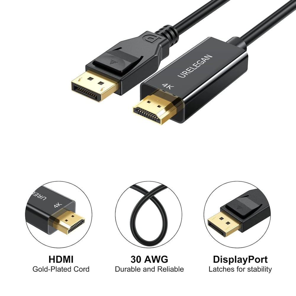 DisplayPort to HDMI Cable 3FT 4K 10-Pack Uni-Directional