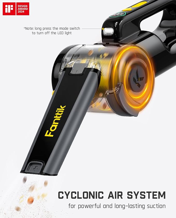 Fanttik Fold V10 APEX Pivot Cordless Car Vacuum, 17000Pa Handheld Vacuum