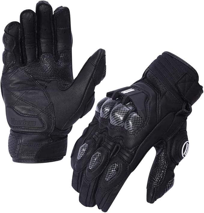 Harssidanzar Breathable Leather Motorcycle Gloves Touchscreen