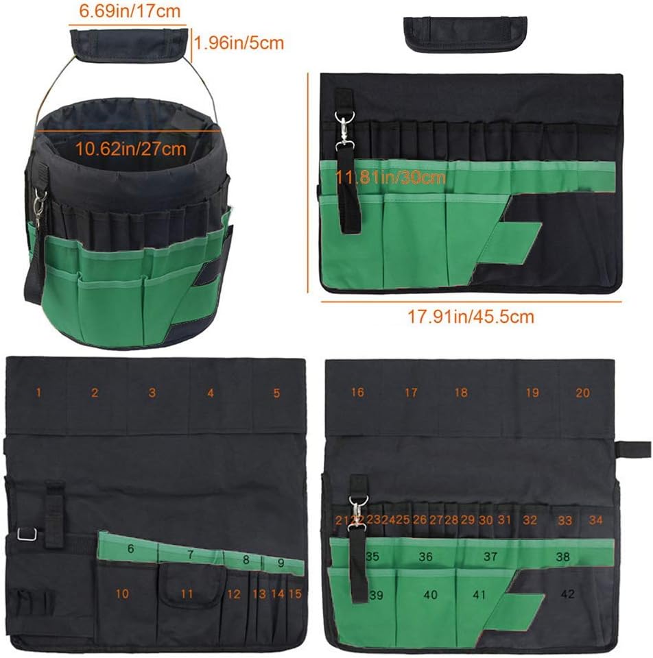 Green Gardening Tools Organizer 5 Gallon Bucket Tools Kit Storage Organizer w...