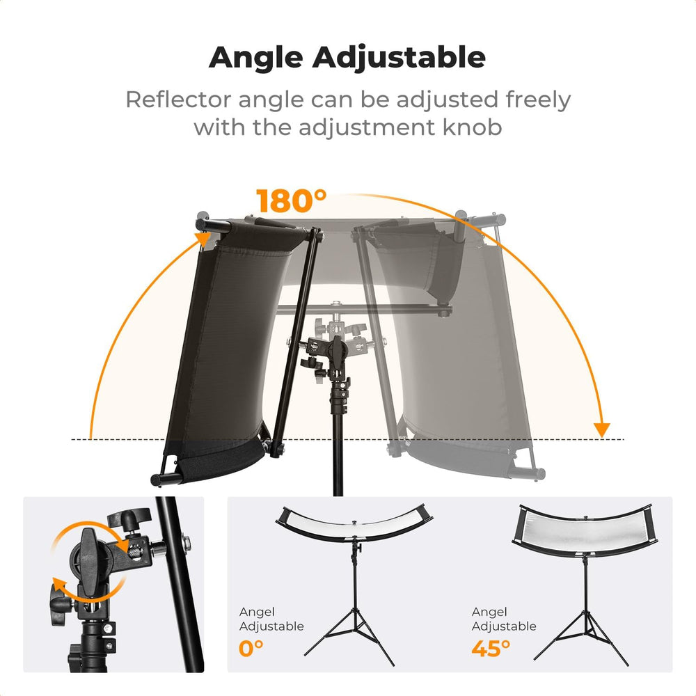 K&F CONCEPT U-Shape Reflector, 100x45cm, with 1.5m Stand, 4-in-1 Reflector