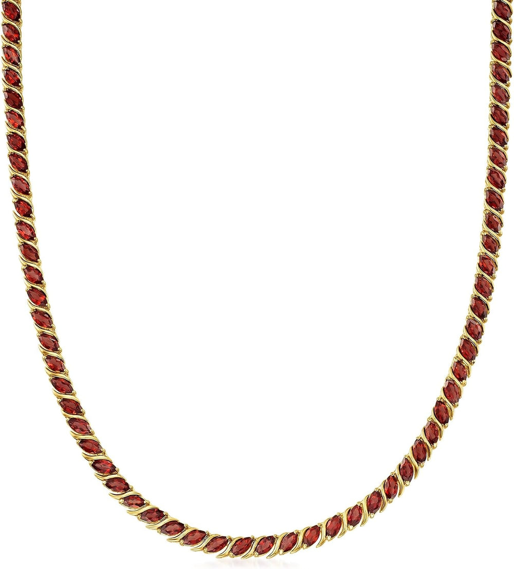 Ross-Simons 20.00 ct. t.w. Garnet Tennis Necklace in 18kt Yellow Gold Over St...