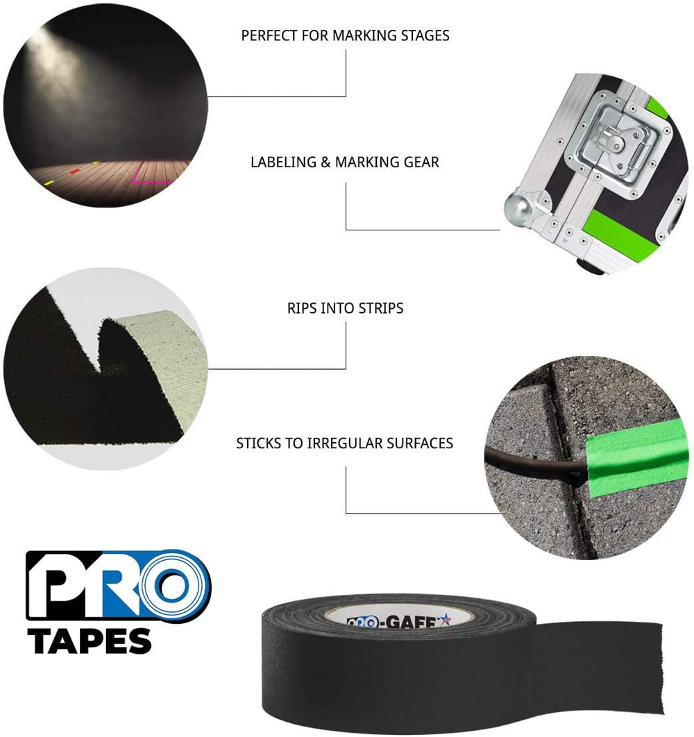 3" Width ProTapes Pro Gaff Premium Matte Cloth Gaffer's Tape With Ru...
