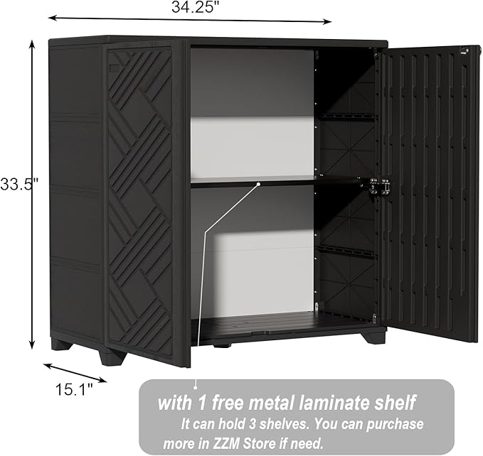 ZZM Indoor/Outdoor Storage Cabinet Waterproof, All Weather Outdoor Storage