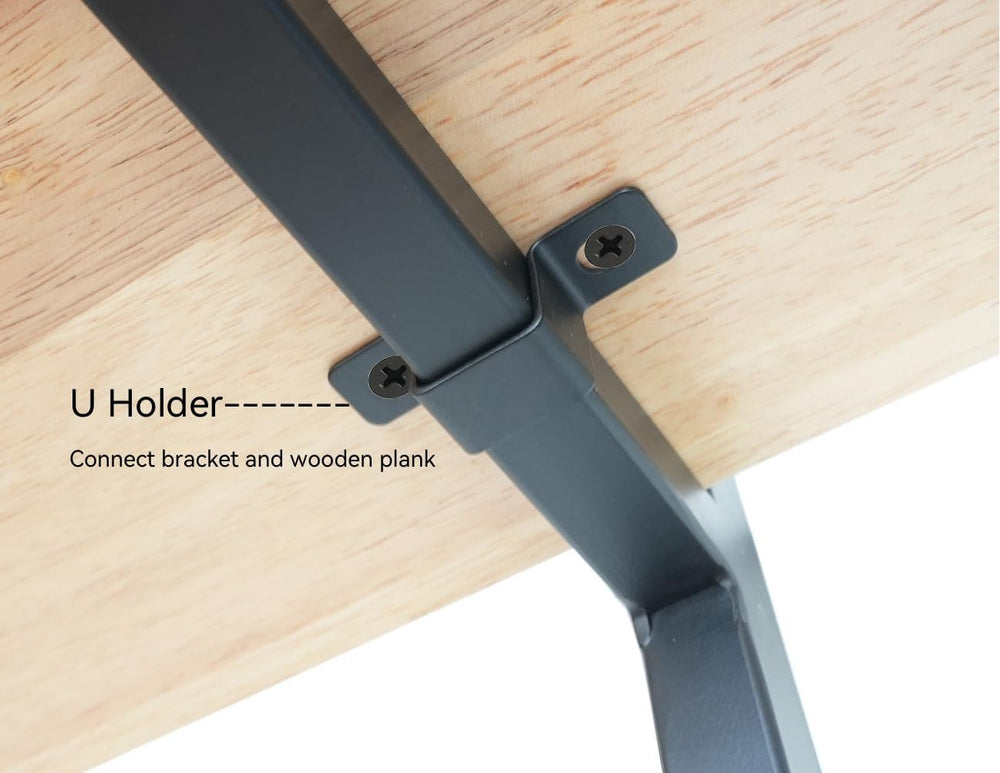 DIYHD 3-Tier Ceiling Mount Shelf Brackets,Industrial Rustic Black Storage Han...