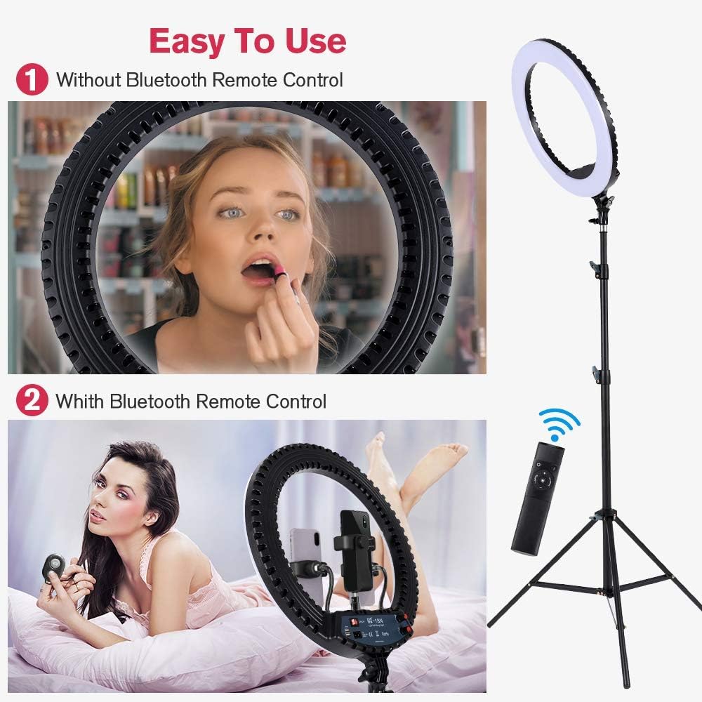 18 inch LED Ring Light with Tripod Stand Dimmable Makeup Selfie Ring Light fo...