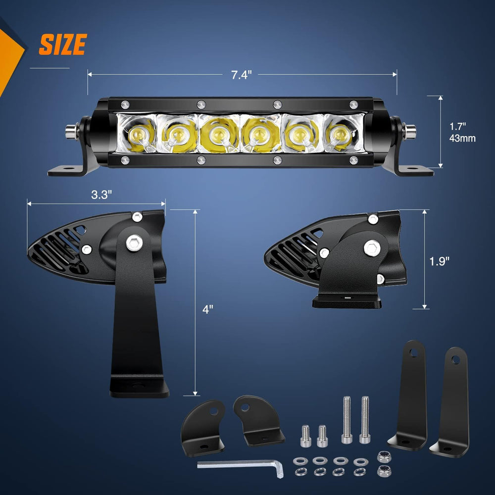 Nilight Led Pods Light Bar Super Slim 2Pcs 7 Inch 30W Spot Driving Fog 3600LM...