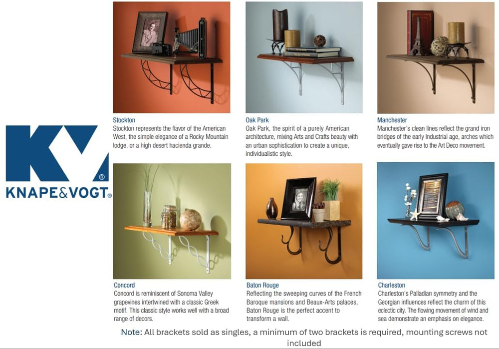 Knape & Vogt Shelf Bracket, Satin Gold, 12-inches, Holds Up to 100 lbs. E...