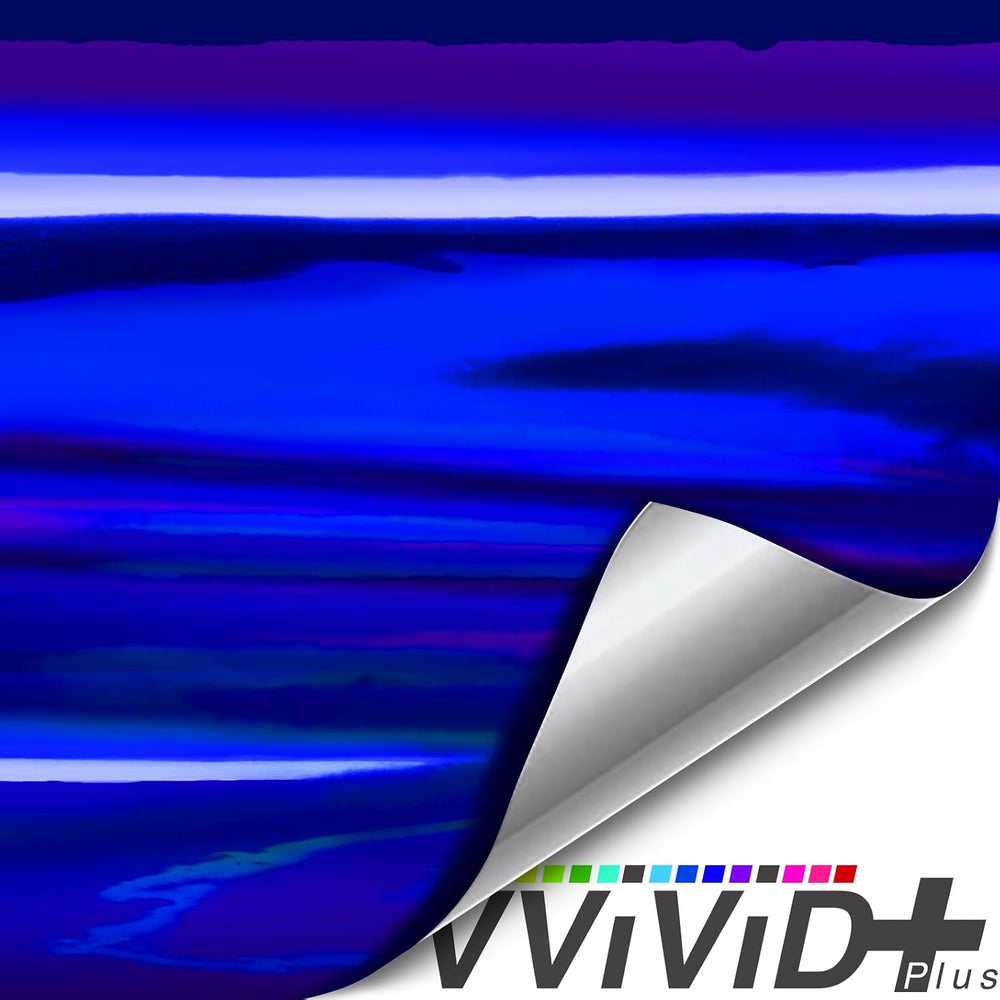 VViViD Holographic Chrome Blue Vinyl Wrap DIY Air-Release Adhesive Film 50ft ...