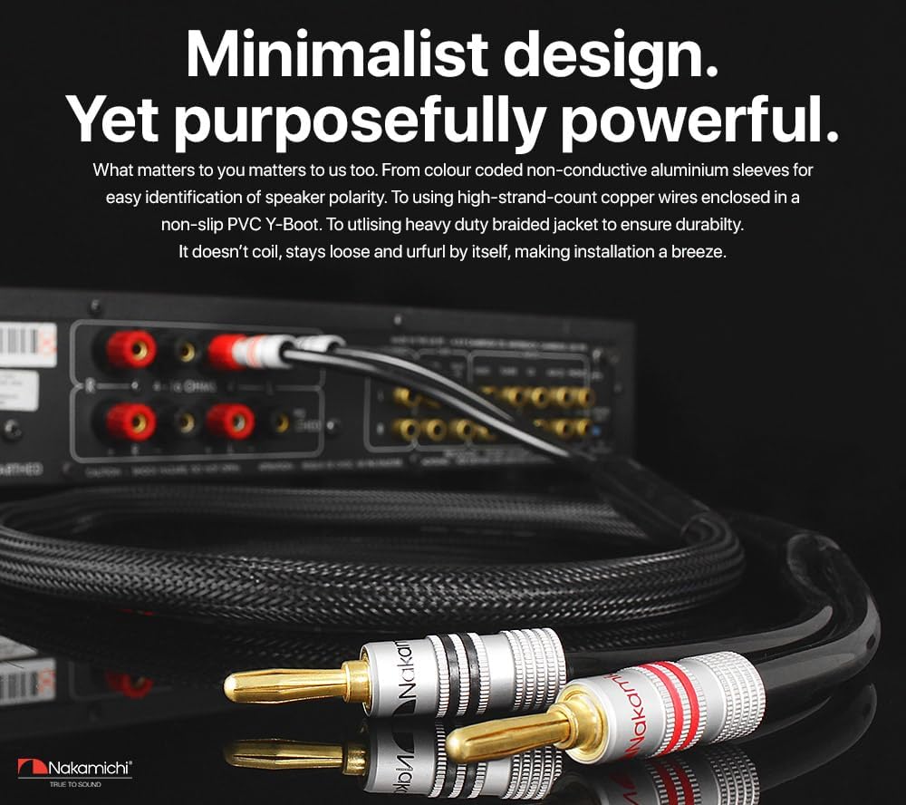 Nakamichi 24k Gold Plated Banana Plugs with 14 AWG Speaker Cable 99.9% OFC