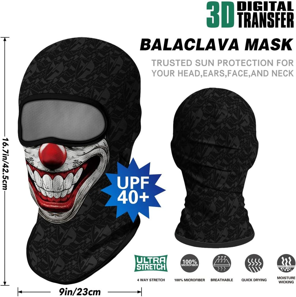 Red Plume 5PCS Ghosts Skull Print Balaclava Full Face Ski Mask UV Protection ...