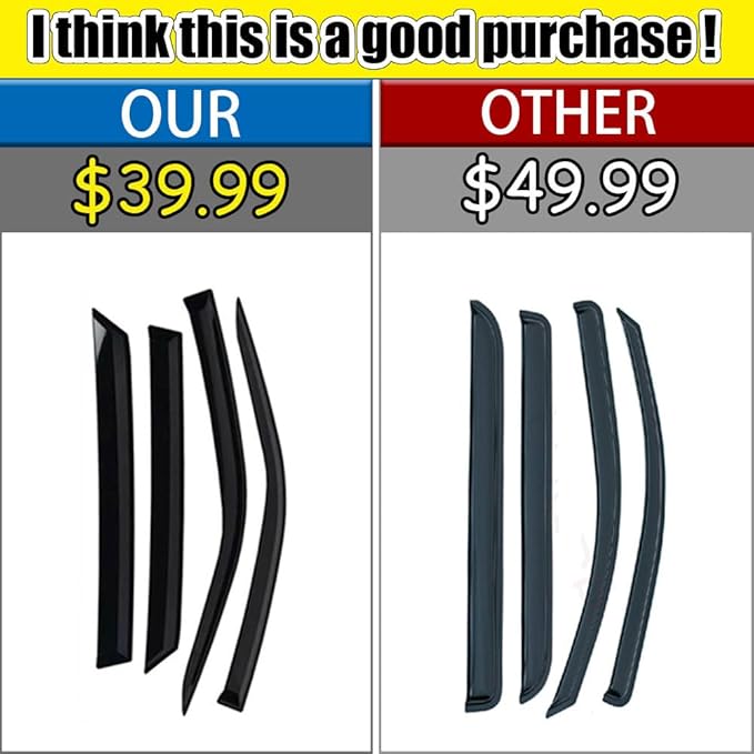 Rain Guards for 4Runner 2010-2022, Tape-on Side Window Deflectors for 4Runner...