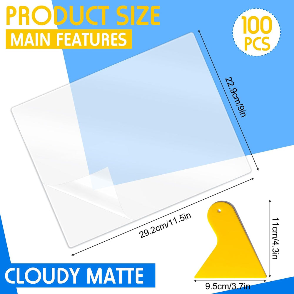 Kosiz 100 Pack Matte Self Adhesive Laminating Sheets, 9 x 11.5 Inches, 4 Mil ...