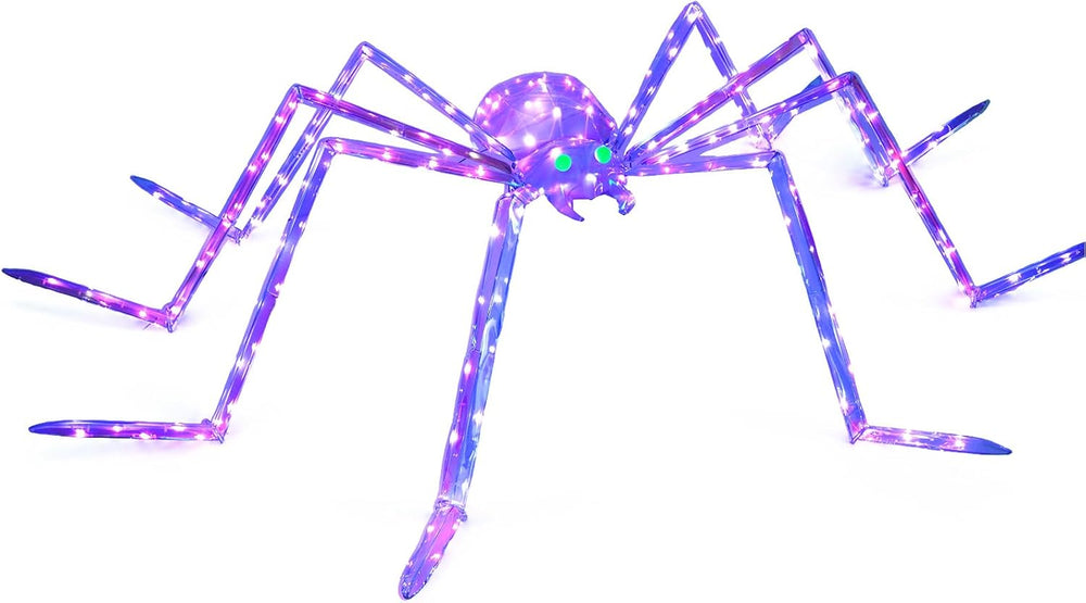 7FT Giant Halloween Spider Decorations Outdoor โ Prismatic Iridescent Light-U...