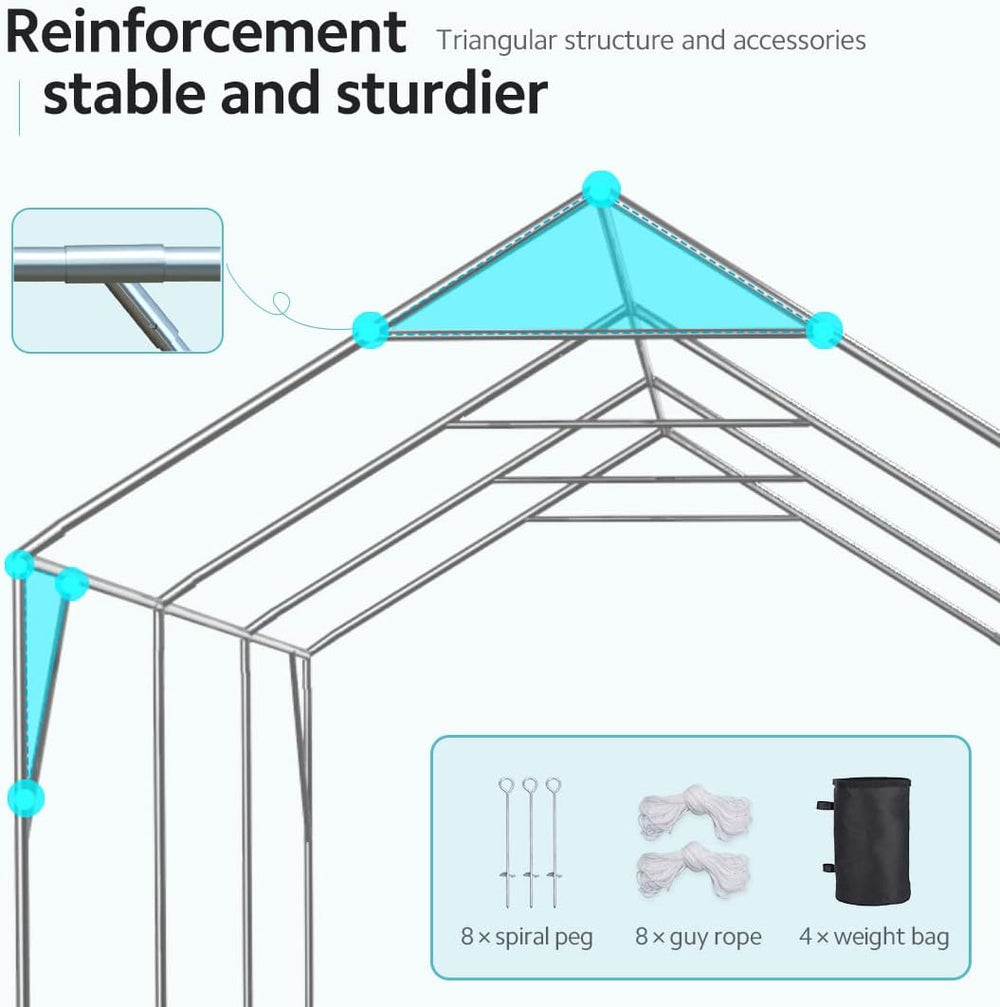 ADVANCE OUTDOOR 12x20 ft Canopy Garage Heavy Duty Carport Car Boat Shelter Pa...