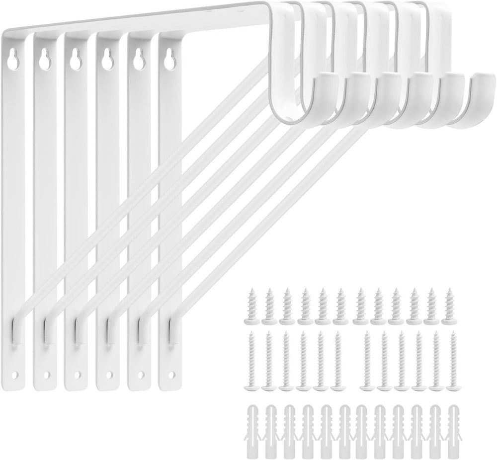 6PACK Closet Shelf Rod Bracket 11"x11", Heavy Duty Closet Rod Support