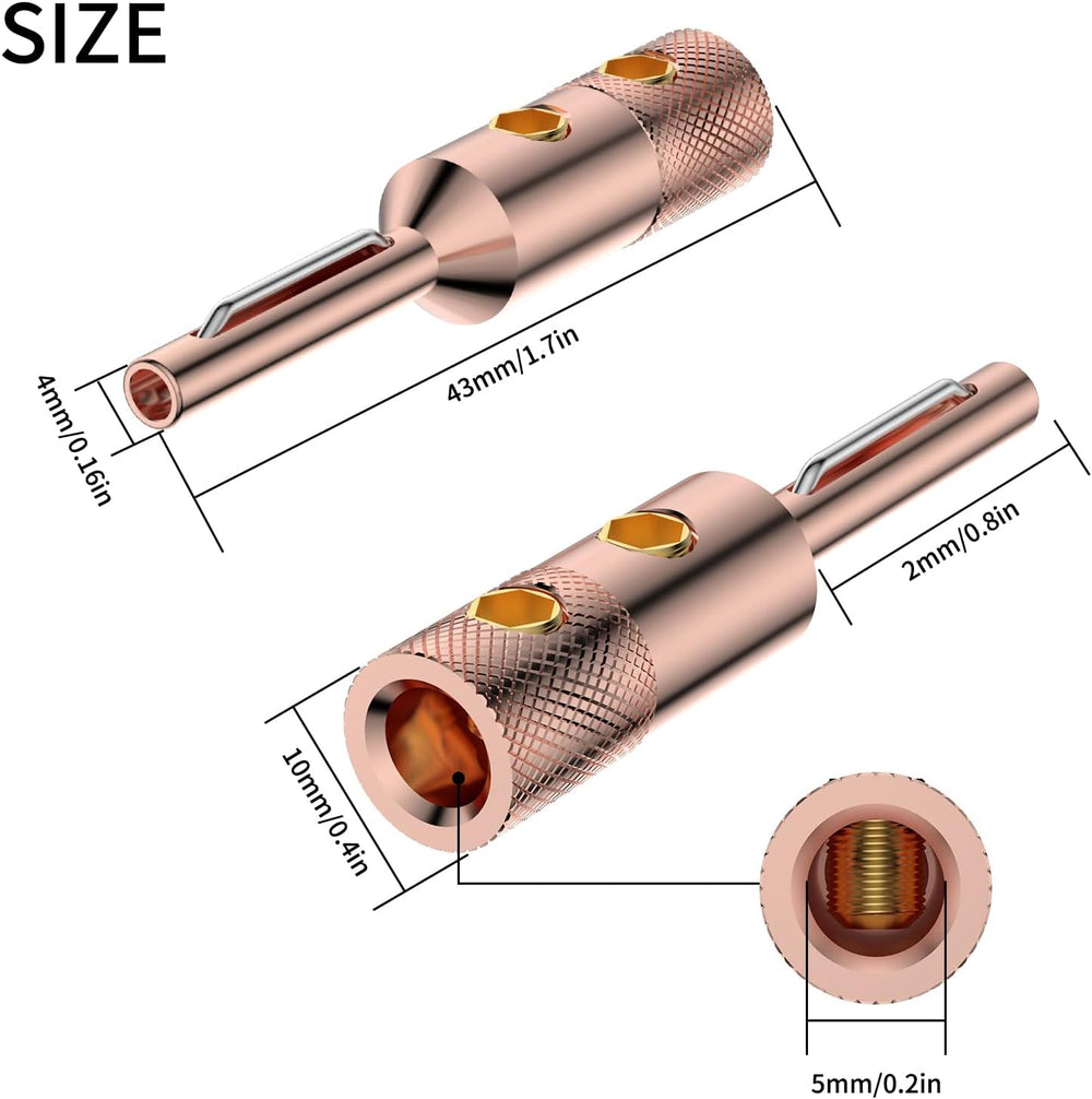 Viborg Speaker Banana Plugs Pure Copper Screw Locking 4MM Speaker Connectors ...