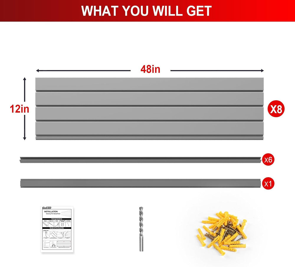 Slatwall Panels, 4 x 8 ft Garage Wall Organizer Storage Systems