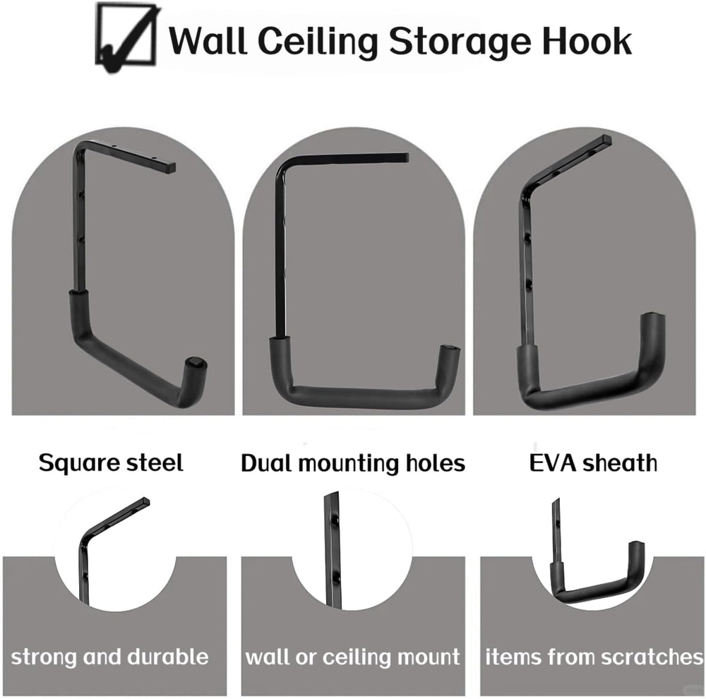 6pcs Overhead Garage Storage Rack, tility Ladder Hangers, Ceiling Mounted Gar...