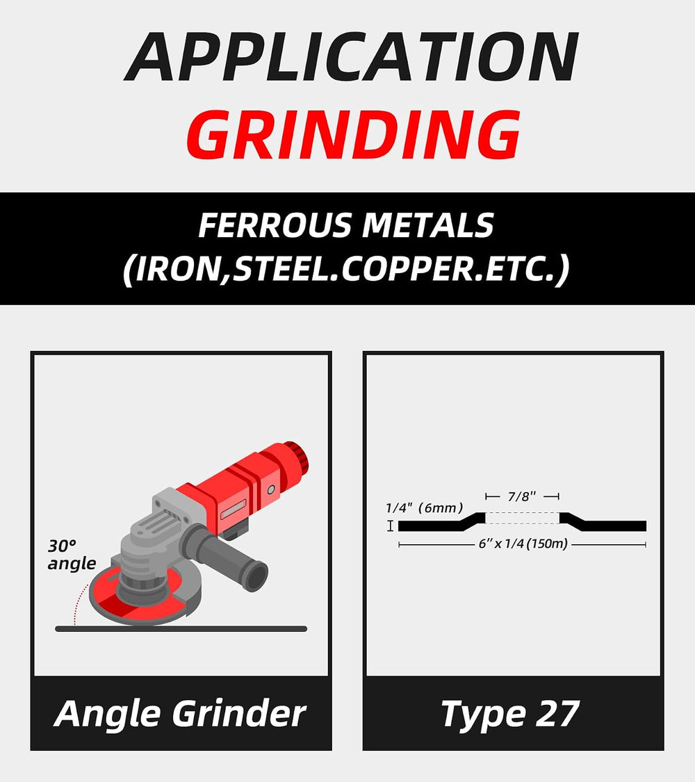 Grinding Wheels Discs, 6X 1/4 x 7/8 Inches, Aggressive Grinding for Angle Gri...