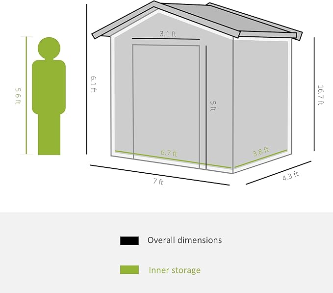 Outsunny 7' x 4' Outdoor Storage Shed, Garden Tool Metal Shed