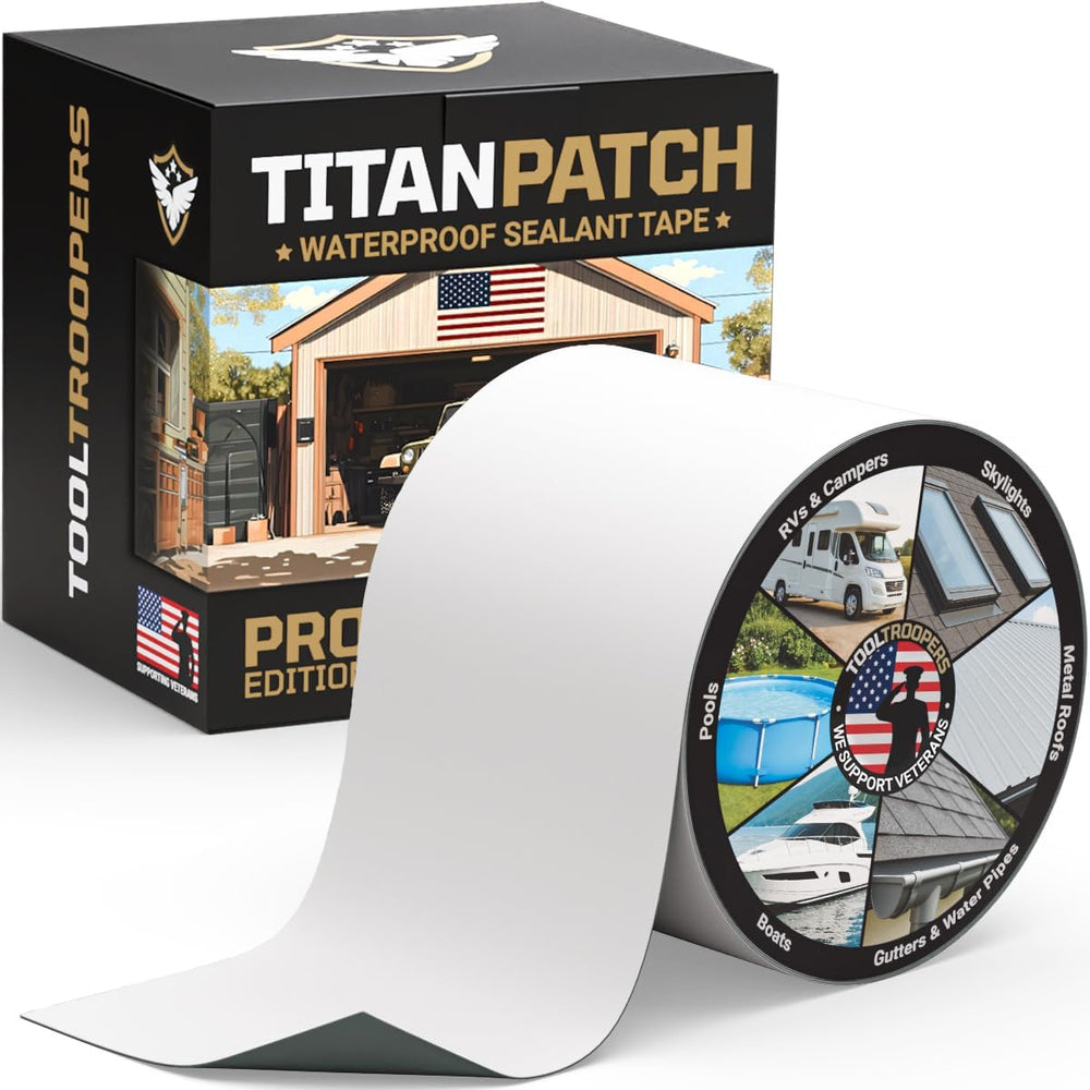 TITANPATCH PRO Waterproof Sealant Tape – White 4" x50' – Stops Leaks...