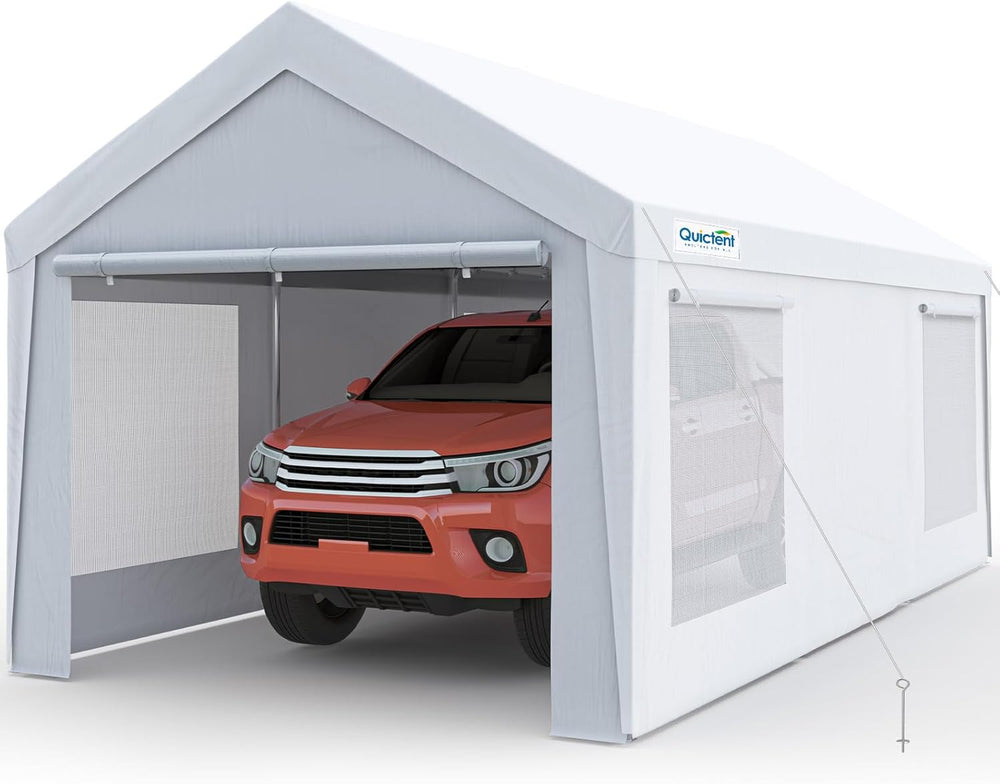 Quictent 10x20 ft Heavy Duty Carport, Reinforced Galvanized Outdoor Garage Ca...