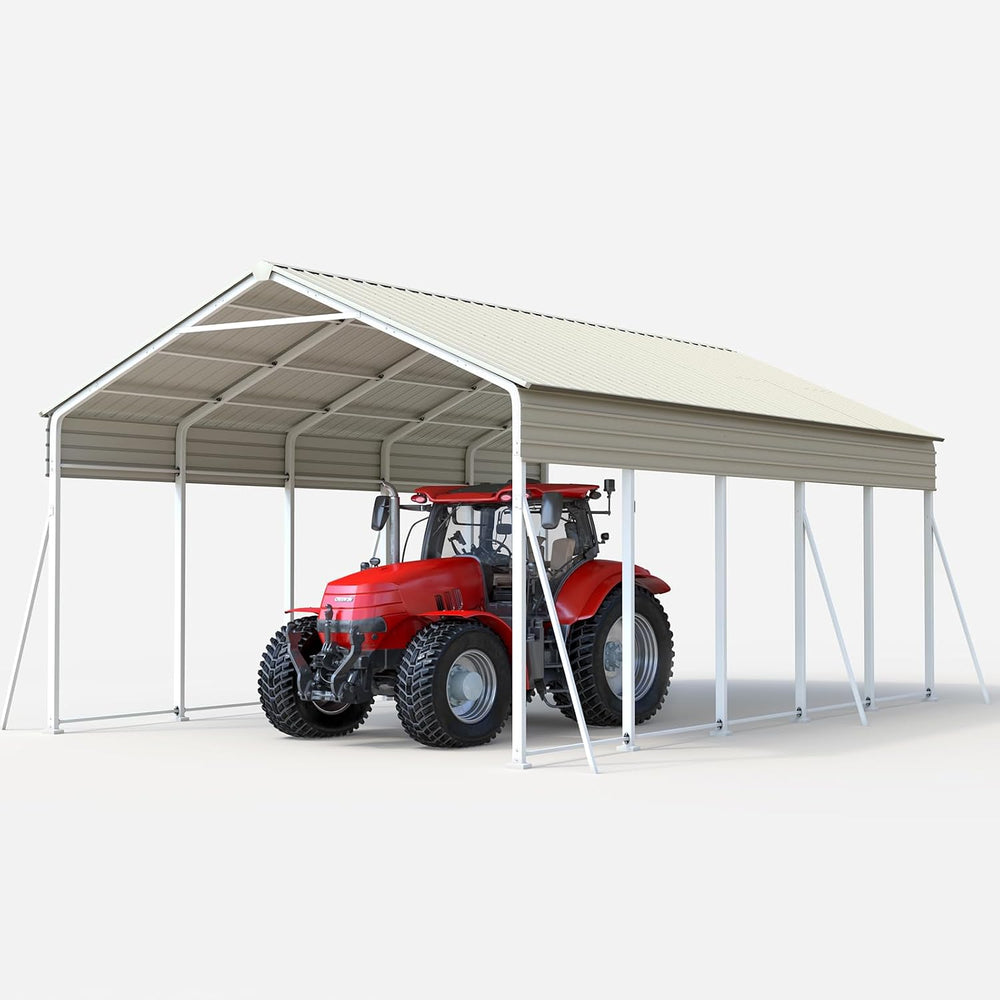 ADVANCE OUTDOOR 13x26 FT Heavy Duty Metal Carport with Vertical Roof, Pre-Dri...