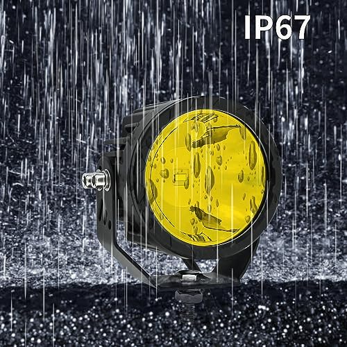 STDYSUN Round LED Yellow Offroad Driving Fog Pod Lights 2Pcs 3.5Inch Spot Bea...