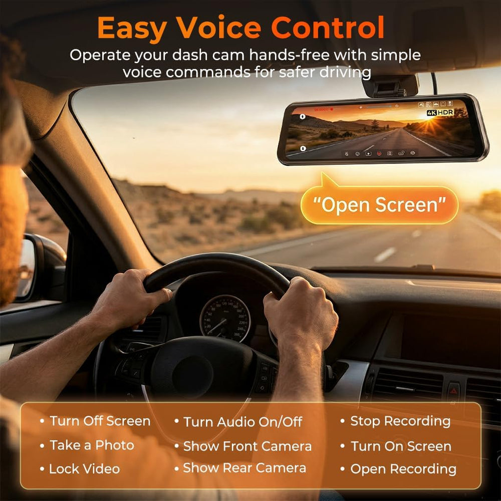 12" Mirror Dash Cam, 4K UHD Front and 2.5K Rear View Dash Camera for Car...