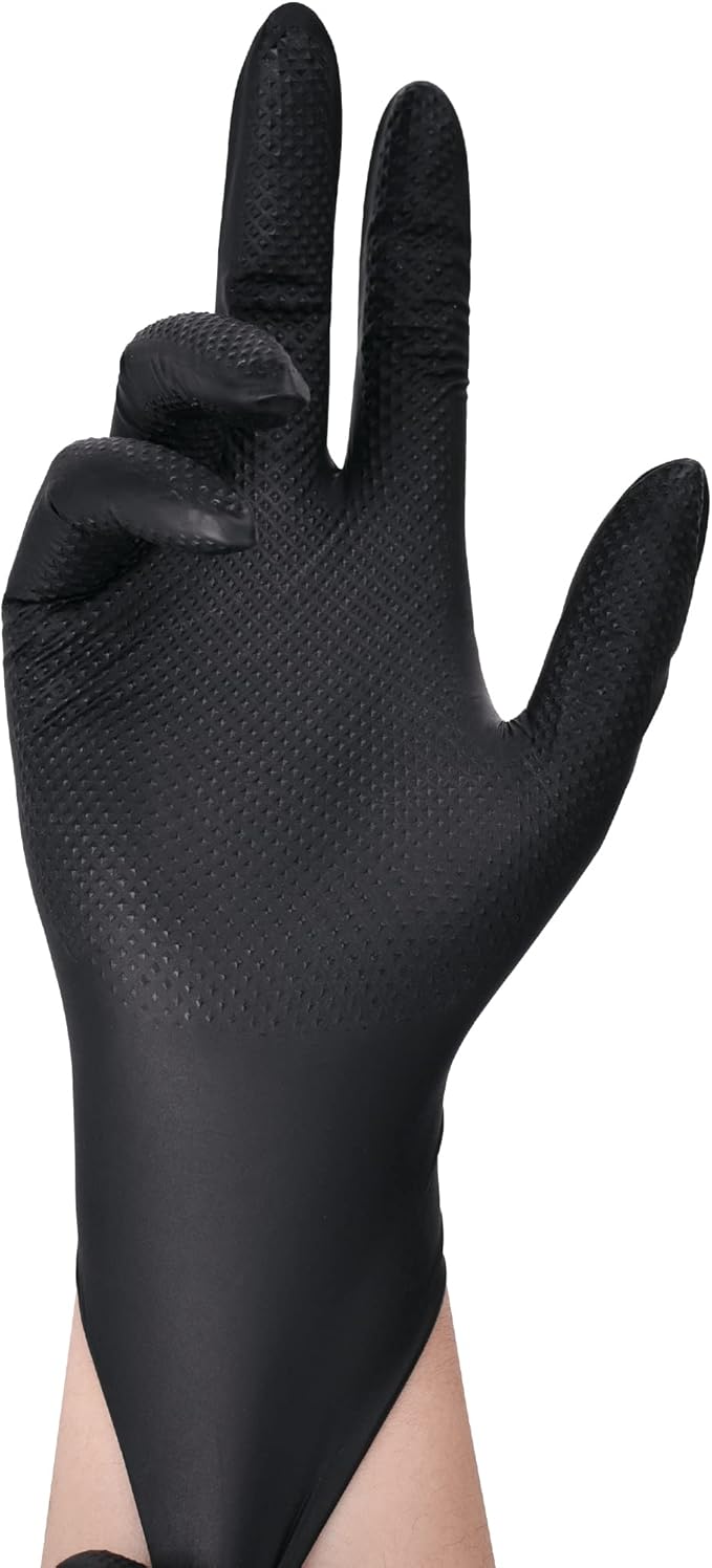 TitanFlex Thor Grip Heavy Duty Black Industrial Nitrile Gloves