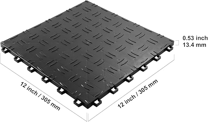 VEVOR Garage Tiles Interlocking, Non-Slip Double-Sided Texture Garage Floorin...
