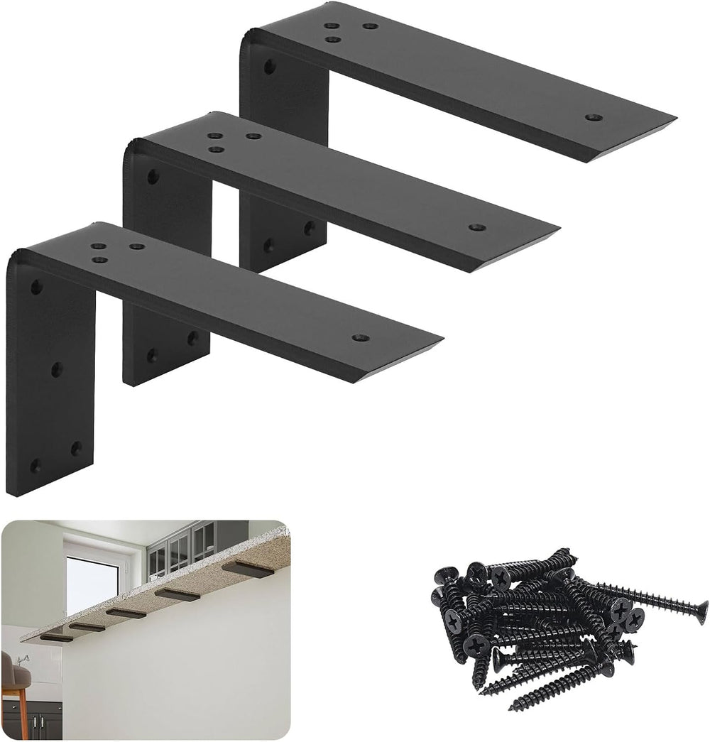 LCGP Countertop Support Brackets, 3-Pack 10" Solid Heavy Duty Steel Hidd...