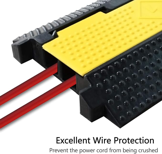 1 Pack Rubber Cable Ramp Hose Cable Protector Ramp 2 Channel 22000Lbs Load
