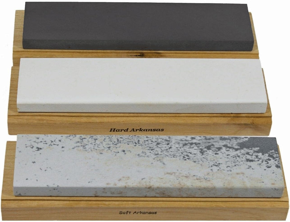 Arkansas Sharpening Stone Set - Wood Mounted 8"