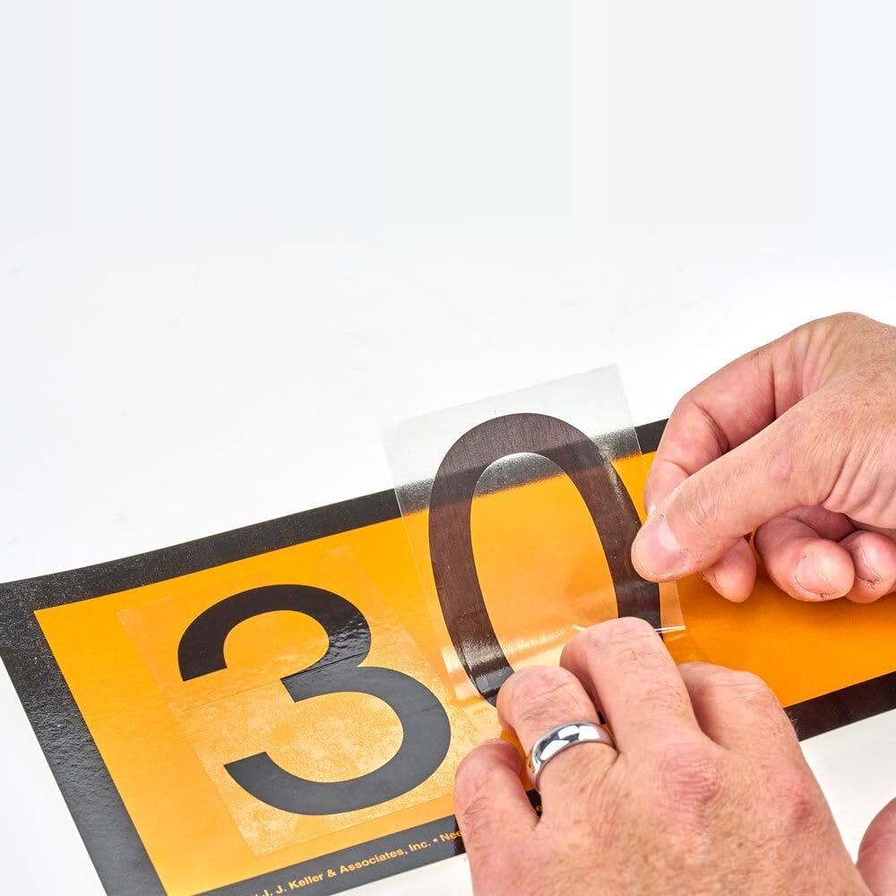 J. J. Keller Placard Vinyl Numbering Kit, 3.5" Black Numbers on Clear