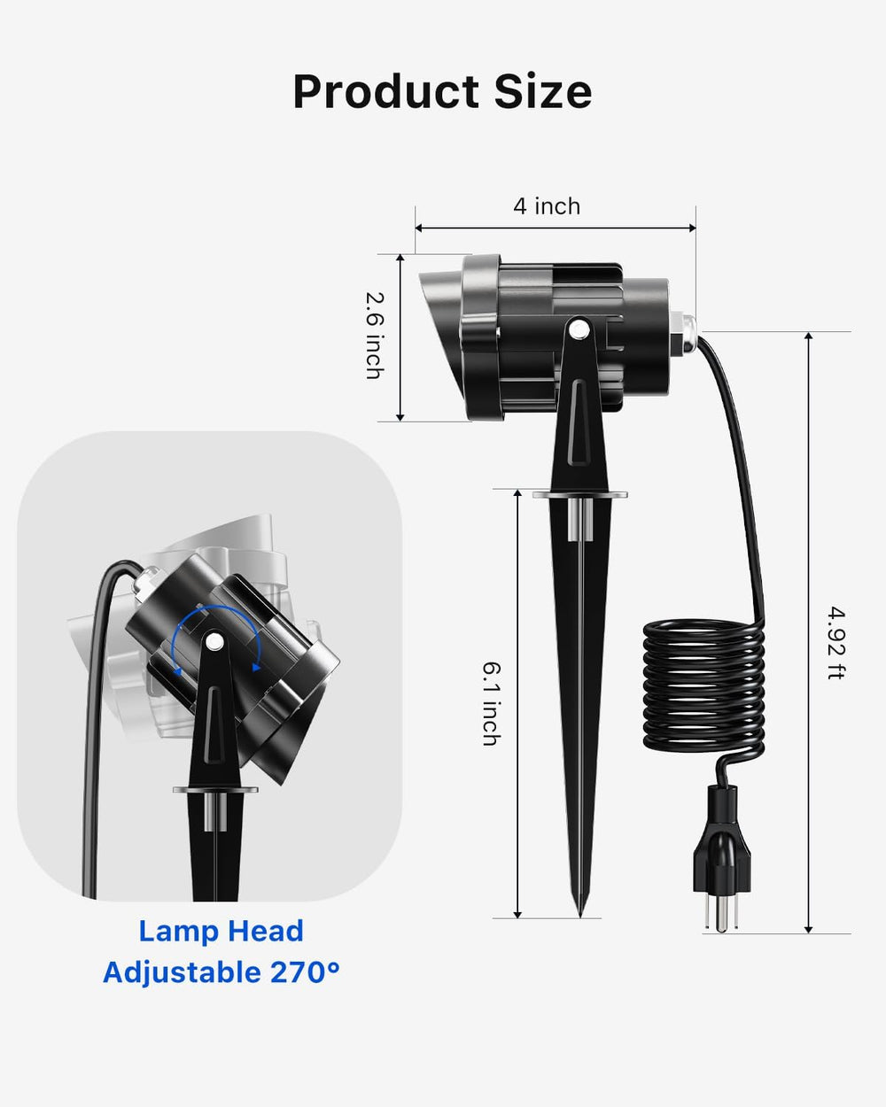 FALOVE 4 Pack 120V Blacklight Spotlight with 4.92ft Cord to Halloween Decor