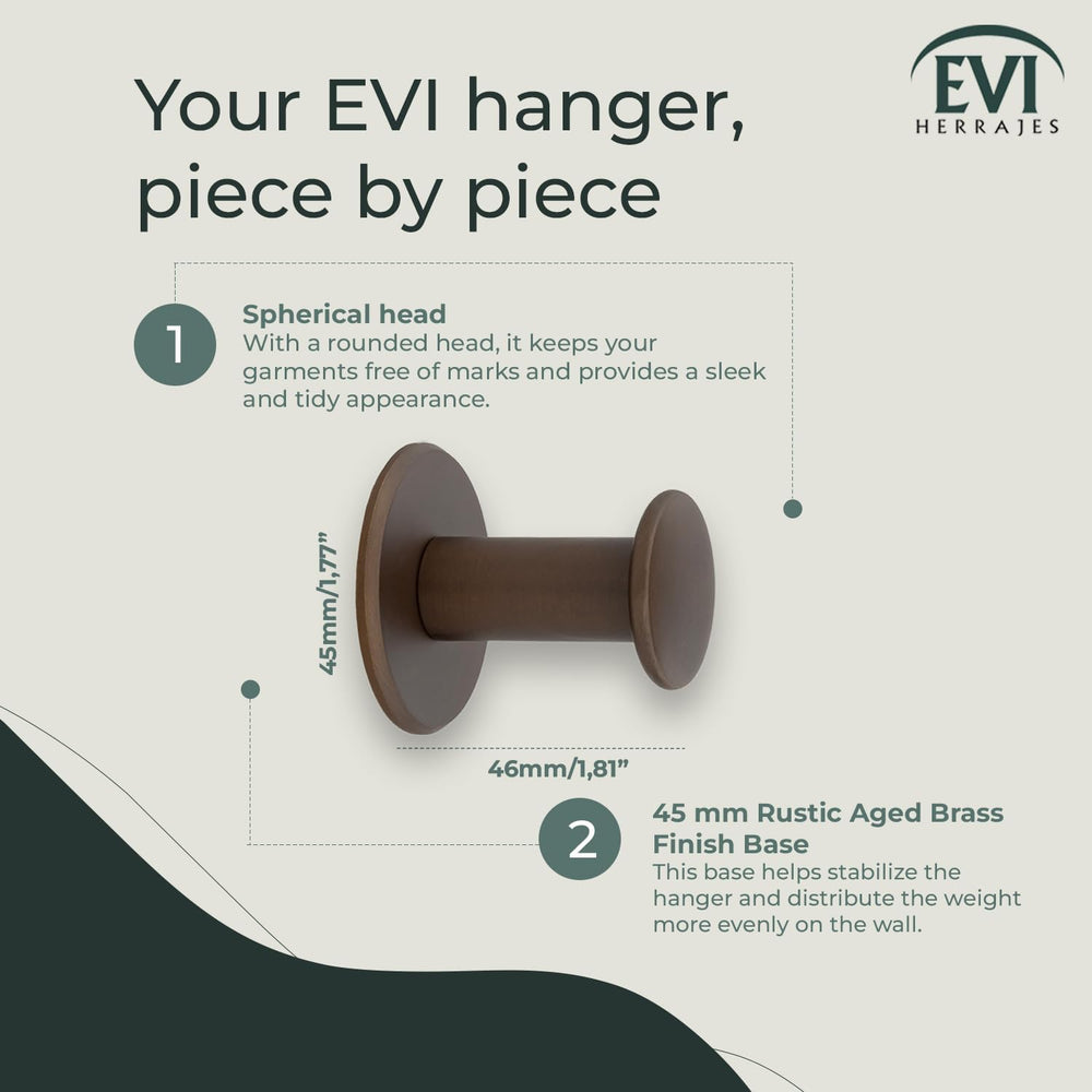 Evi Bathroom Hanger | Wall Hanger Brass | Rustic Finish | for Hanging Clothes...