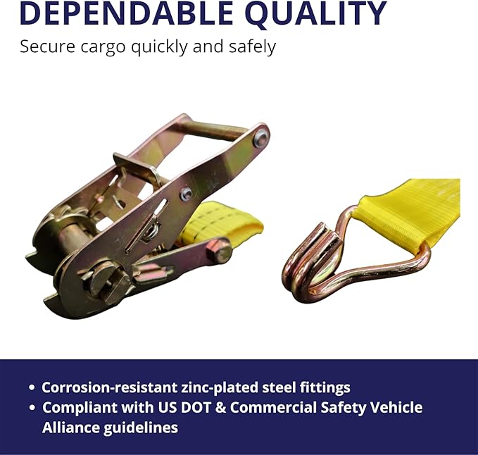 10 Pack 1.5" x15' Ratchet Strap 4400LB