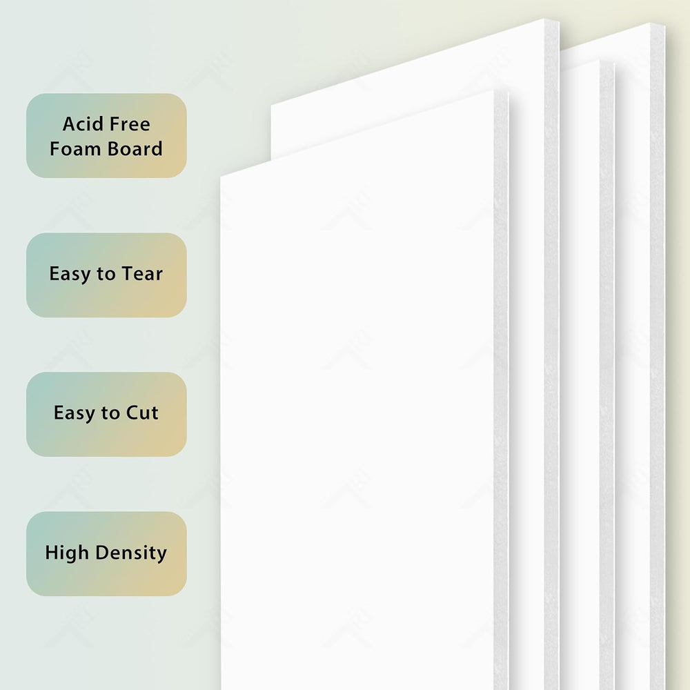 Golden State Art 13x19 Self Adhesive White Foam Boards 3/16" Thick 10 Pack